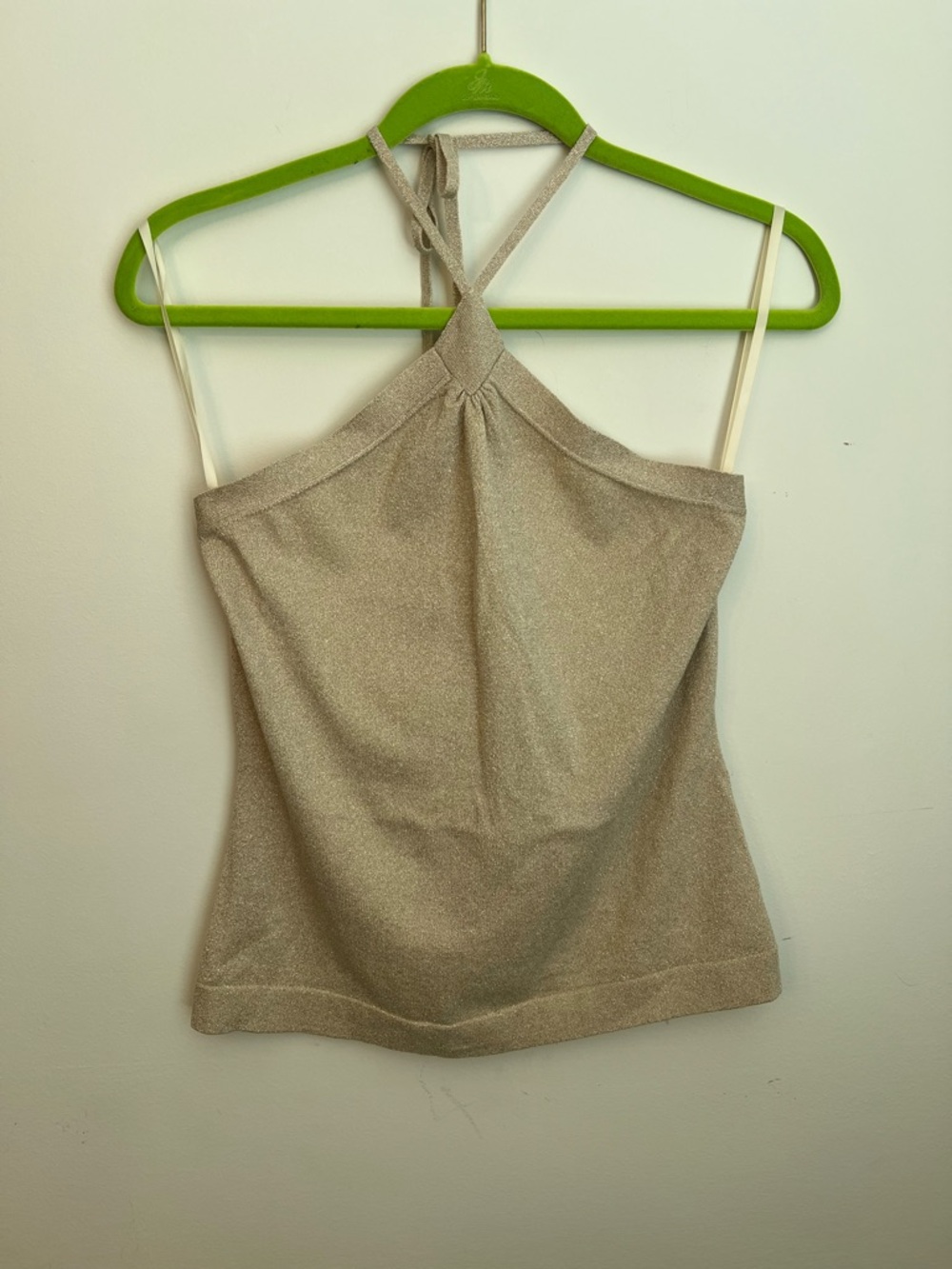 Express Y2K Shimmery Champagne Halter 2000s Cami